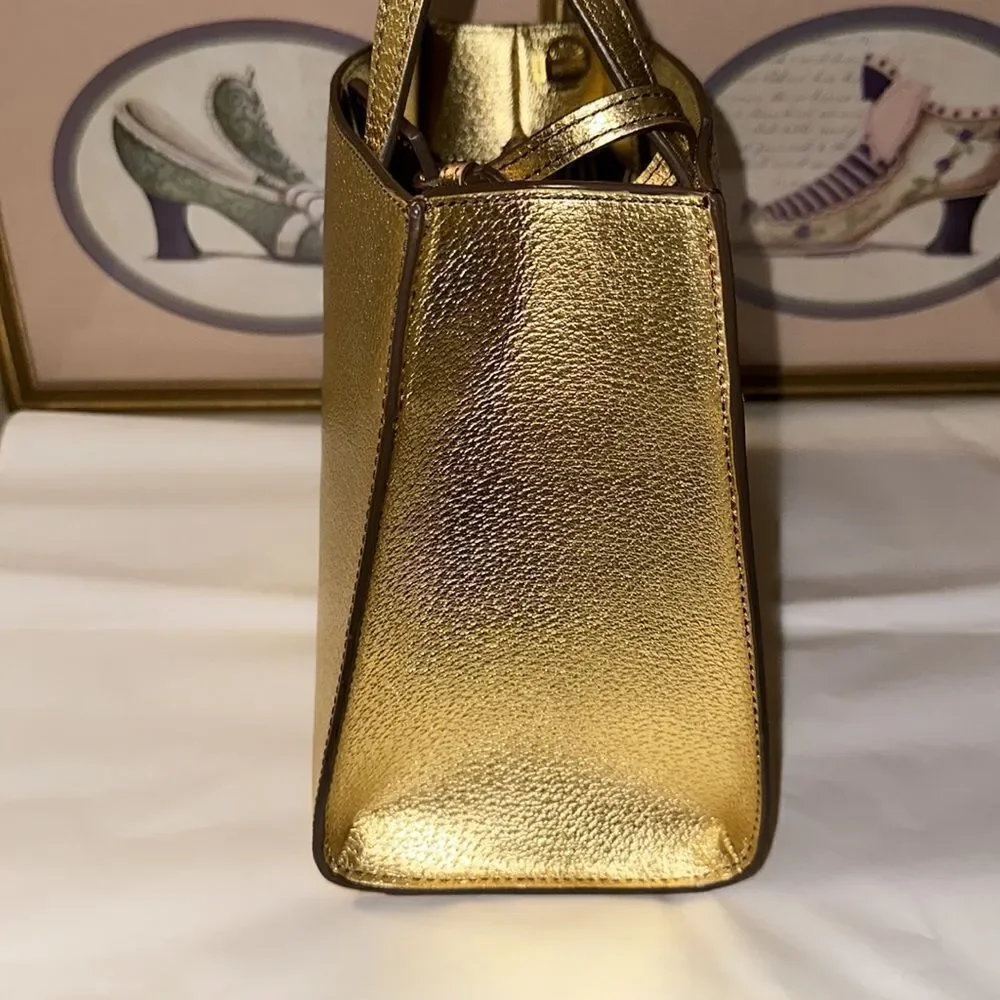 kate spade Thompson Street Metallic Gold Sam  Leather Top Handles Satchel